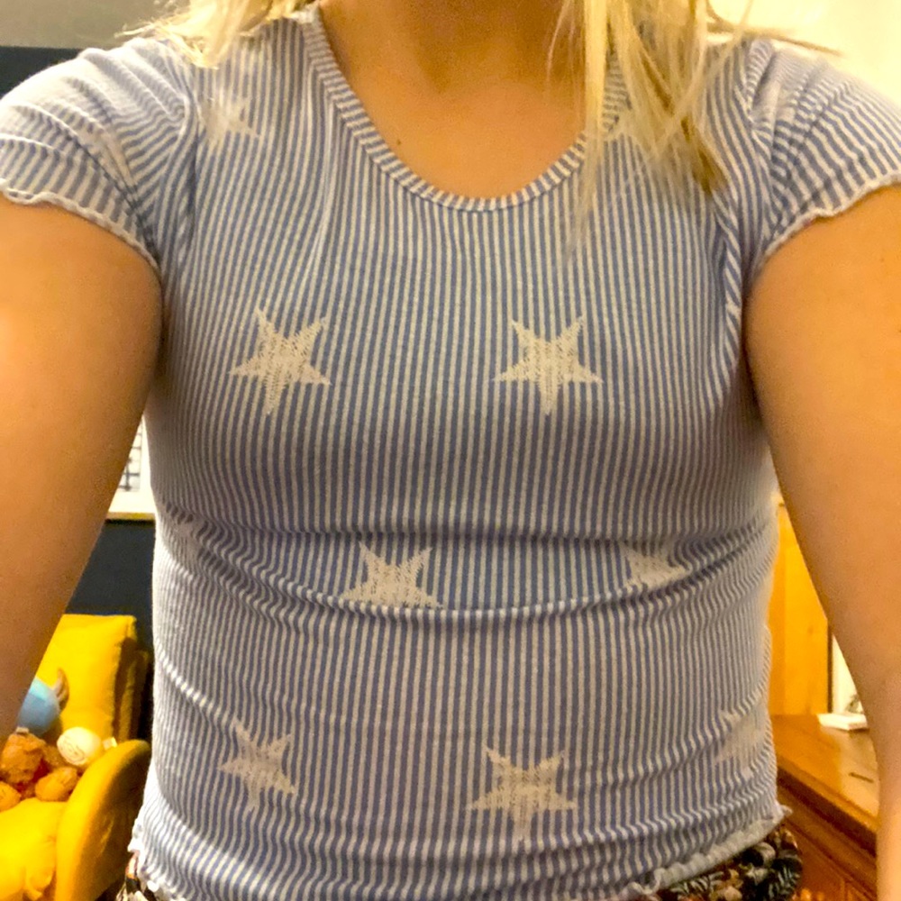 Blue Crop Top with White Stars